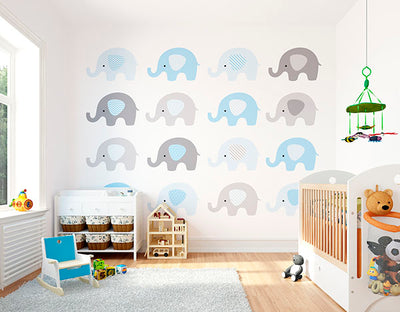 product image for Baby Blue Elephant Wall Mural 14