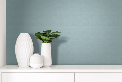 product image for Faux Grasscloth Effect Wallpaper in Light Blue 86
