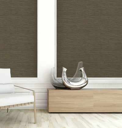 product image for Faux Grasscloth Effect Wallpaper in Brown  69