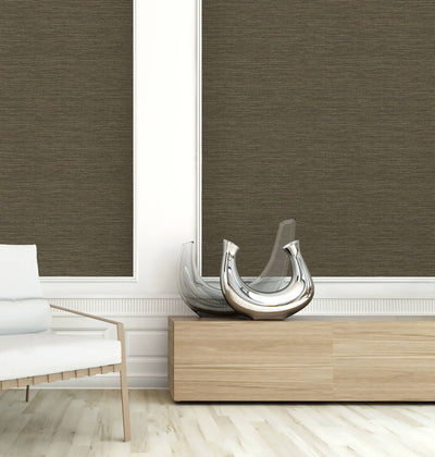 product image for Faux Grasscloth Effect Wallpaper in Brown  65