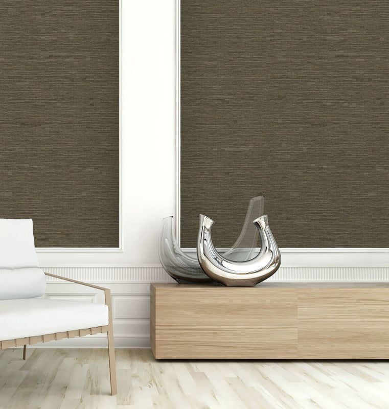 media image for Faux Grasscloth Effect Wallpaper in Brown  217