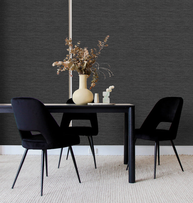 Shop Faux Grasscloth Effect Wallpaper in Black Burke Decor