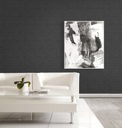 product image for Faux Grasscloth Effect Wallpaper in Black 31