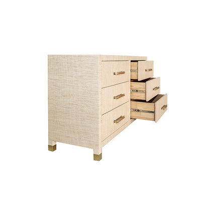 product image for six drawer chest with rattan wrapped handles by bd studio ii winchester nat 7 30