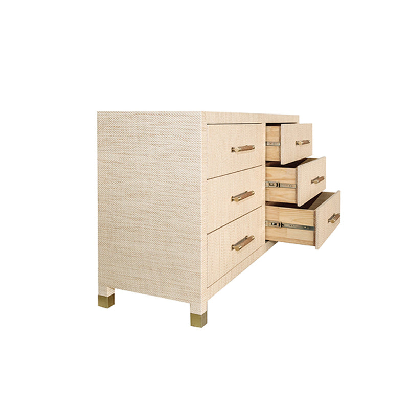 media image for six drawer chest with rattan wrapped handles by bd studio ii winchester nat 7 297