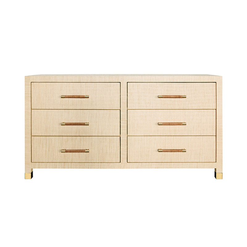 media image for six drawer chest with rattan wrapped handles by bd studio ii winchester nat 2 242