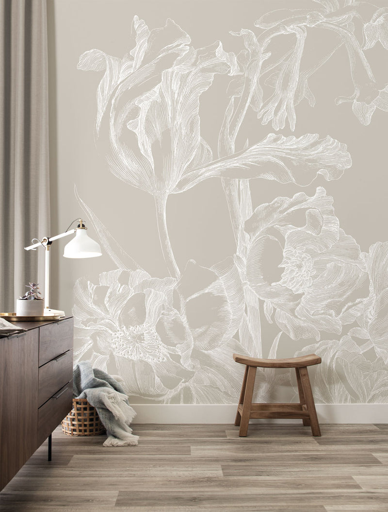 media image for Engraved Flowers Grey No. 1 Wallpaper by KEK Amsterdam 231
