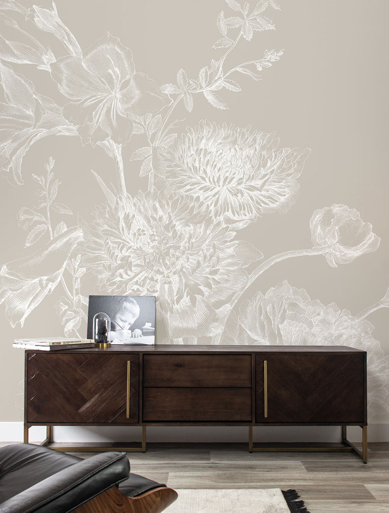 media image for Engraved Flowers Grey No. 2 Wallpaper by KEK Amsterdam 258