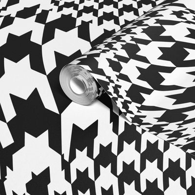 product image for Warped Houndstooth Wallpaper in Black/White 54