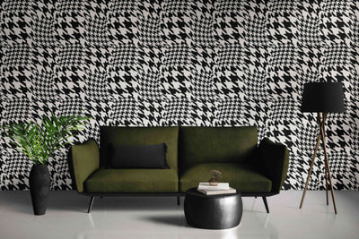 product image for Warped Houndstooth Wallpaper in Black/White 10