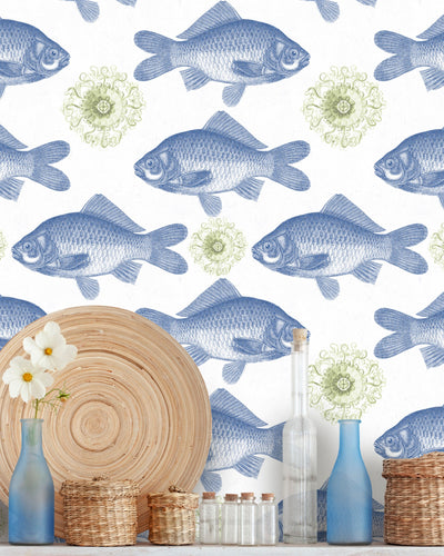 product image for Fish Blue Wallpaper from Collection I by Mind the Gap 80