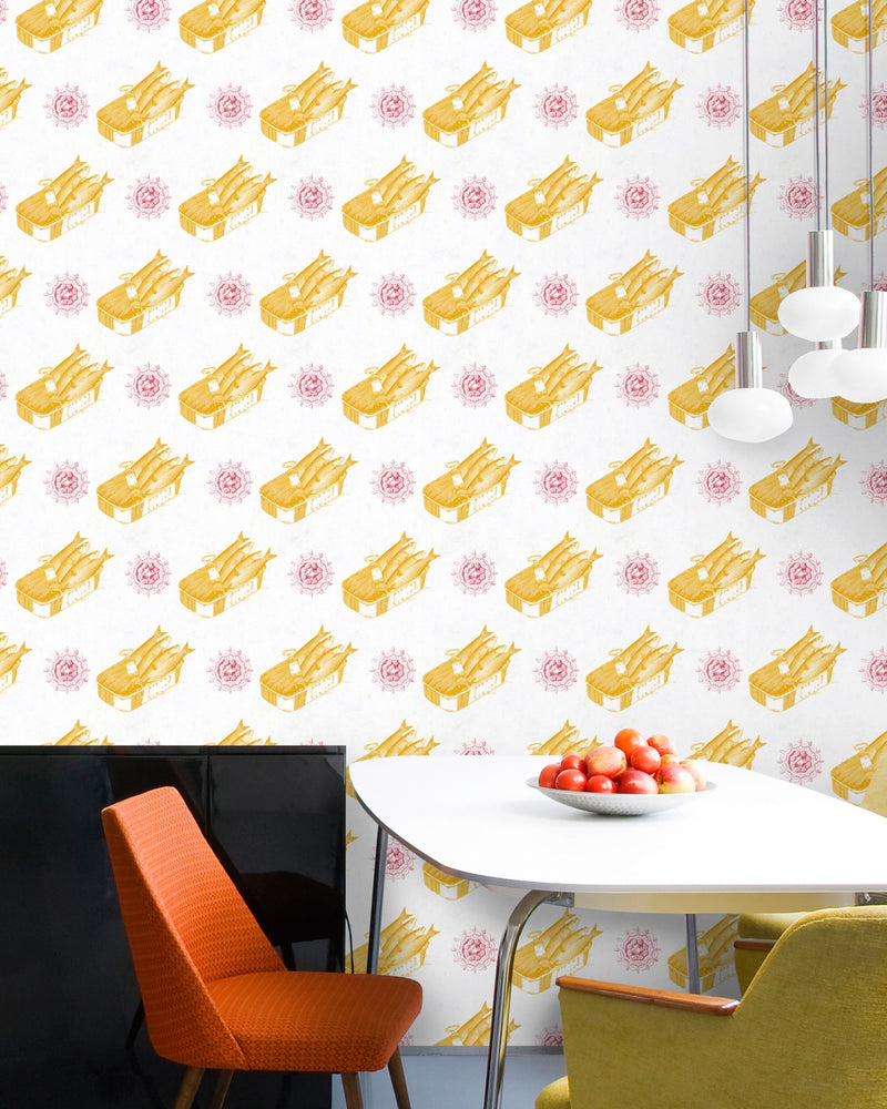 media image for Sardines Yellow Wallpaper from Collection I by Mind the Gap 248