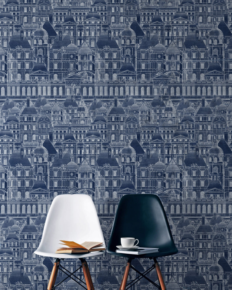 media image for Louvre Blue Wallpaper from Collection I by Mind the Gap 28