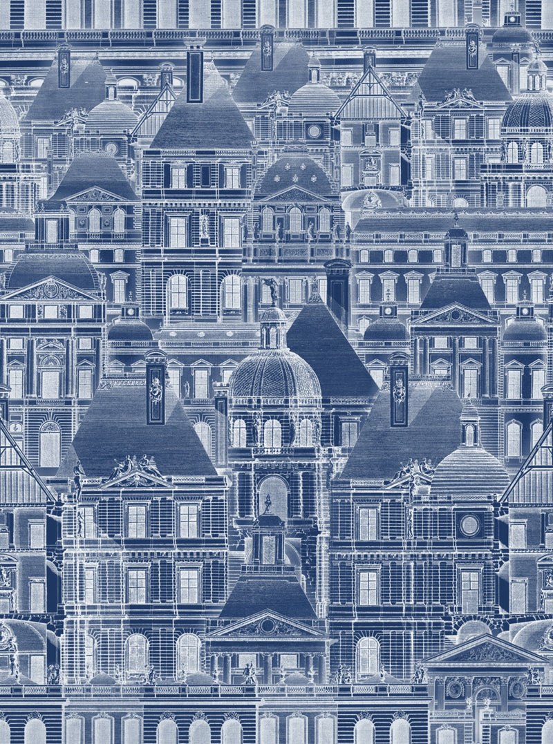 media image for sample louvre blue wallpaper from collection i by mind the gap 1 234