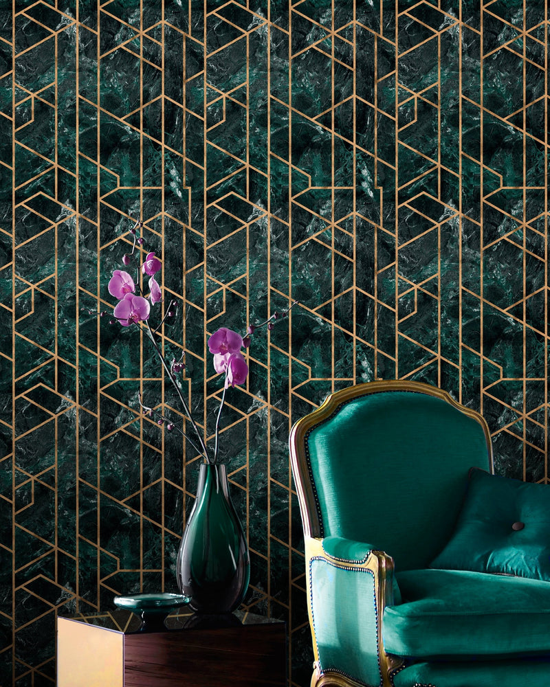 media image for Gramercy Emerald Wallpaper from Manhattan Metallic Edition by Mind the Gap 298