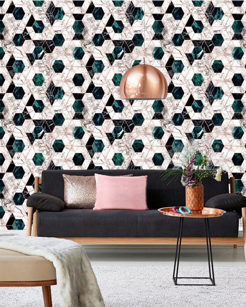 media image for Hexa Jade Wallpaper from Manhattan Metallic Edition by Mind the Gap 226
