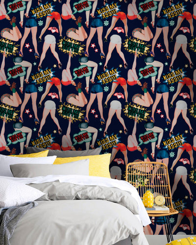 product image for Kiss My Ass Indigo Wallpaper from Collectables by Mind the Gap 79