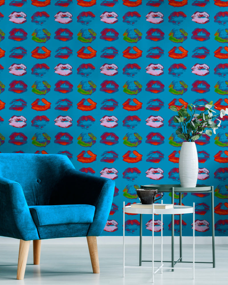 media image for Neon Kiss Blue Wallpaper from Collectables by Mind the G 262
