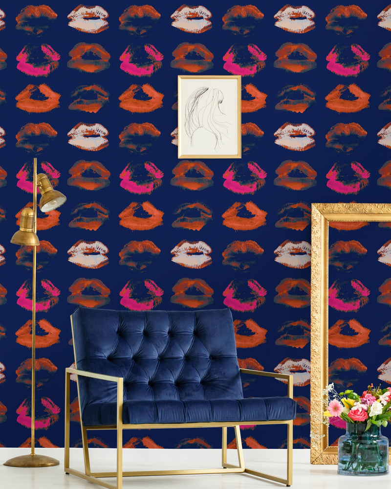 media image for Neon Kiss Indigo Wallpaper from Collectables by Mind the Gap 228