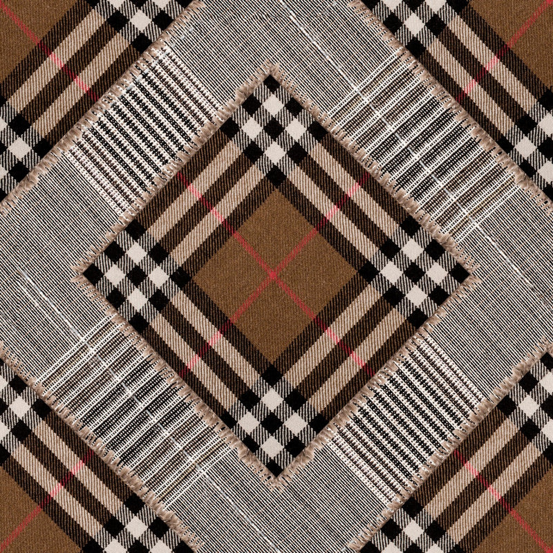 media image for Checkered Patchwork Mid Brown Wallpaper from Collectables by Mind the Gap 266