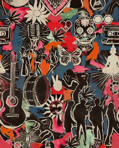 product image for Festival Memories Dark Wallpaper from the Woodstock Collection by Mind the Gap 38