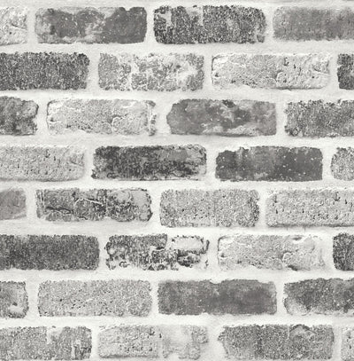 product image of Washed Faux Brick Peel-and-Stick Wallpaper in Greys by NextWall 589