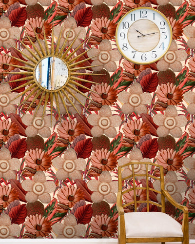 product image for Water Lilies Wallpaper in Red and Taupe from the Florilegium Collection by Mind the Gap 76