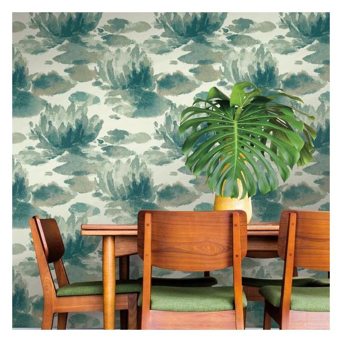media image for Water Lily Wallpaper in Green from the Botanical Dreams Collection by Candice Olson for York Wallcoverings 211