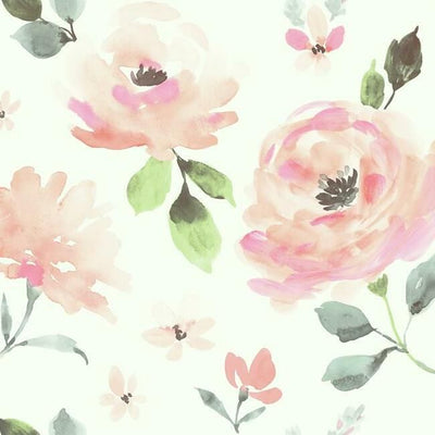 product image of sample watercolor blooms peel stick wallpaper in coral by york wallcoverings 1 54