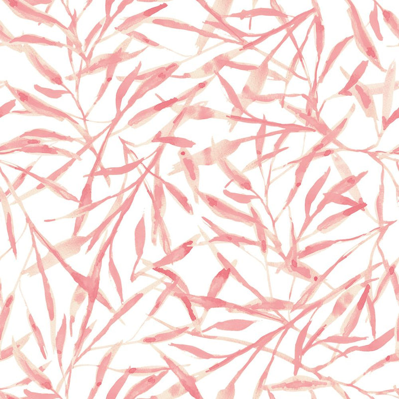 media image for Watercolor Leaves Self-Adhesive Wallpaper (Single Roll) in Rosewater by Tempaper 248