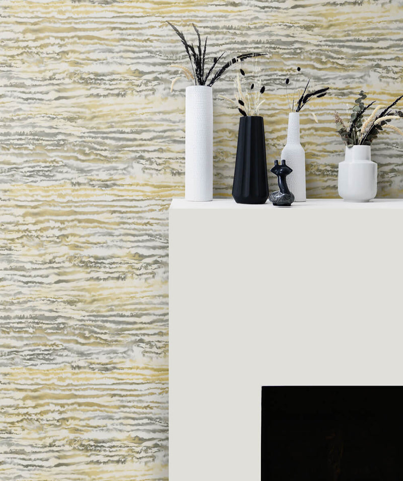media image for Watercolor Waves Wallpaper in Golden Dusk from the Living With Art Collection by Seabrook Wallcoverings 256