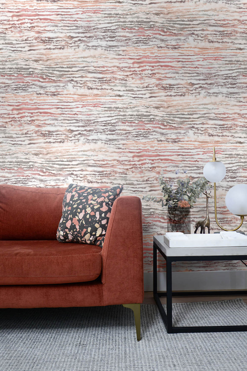 media image for Watercolor Waves Wallpaper in Smoked Peach from the Living With Art Collection by Seabrook Wallcoverings 263