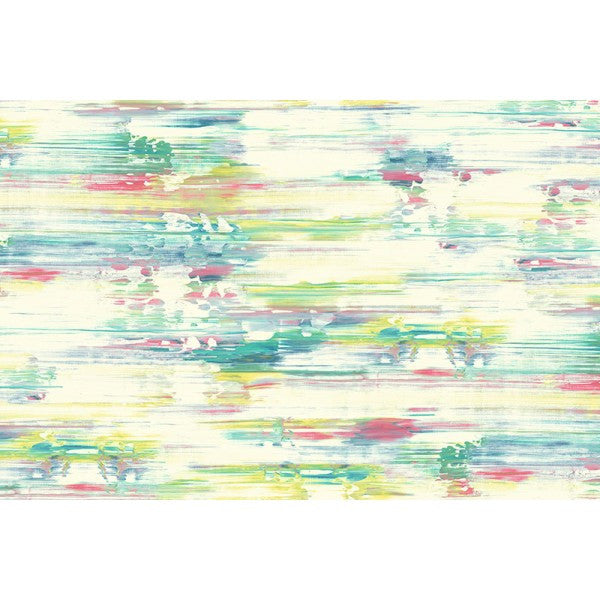 media image for Watercolor Brushstrokes Wall Mural in Green, Pink, and Yellow from the L& 210