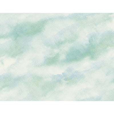 product image of Watercolor Clouds Wallpaper in Soft Blues and Pale Green from the L'Atelier de Paris collection by Seabrook 58