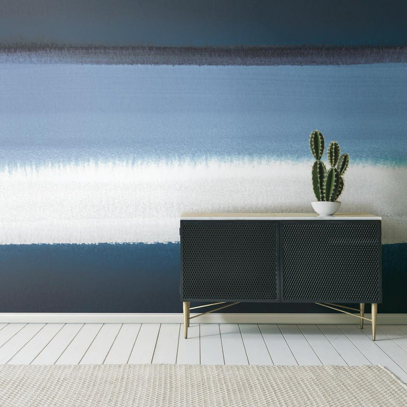 media image for Watercolor Horizon Peel & Stick Wall Mural in Blue Multi by RoomMates for York Wallcoverings 229
