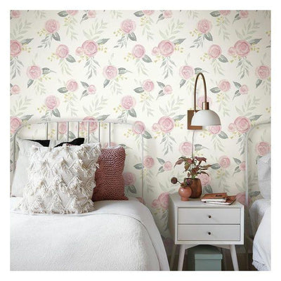 product image for Watercolor Roses Peel & Stick Wallpaper in Coral by Joanna Gaines for York Wallcoverings 89