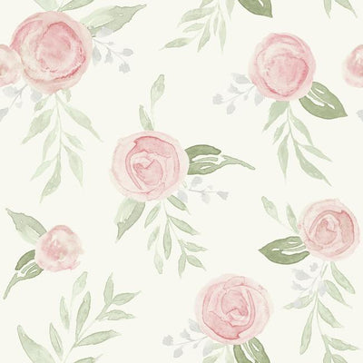 product image of Watercolor Roses Peel & Stick Wallpaper in Coral by Joanna Gaines for York Wallcoverings 575