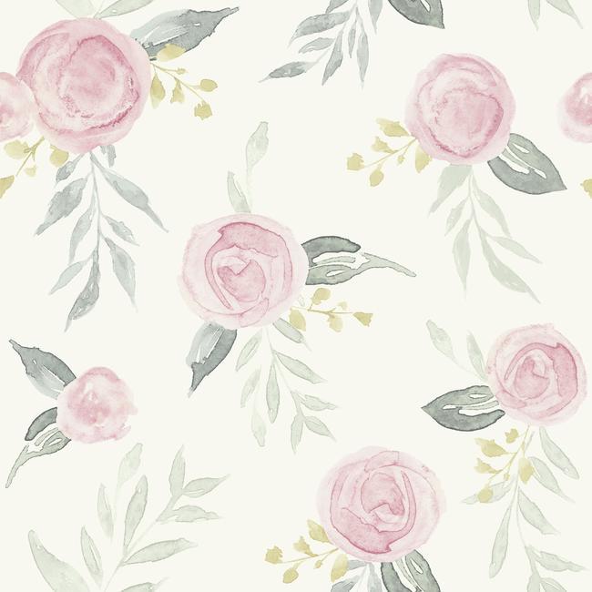 media image for sample watercolor roses peel stick wallpaper in pink by joanna gaines for york wallcoverings 1 28