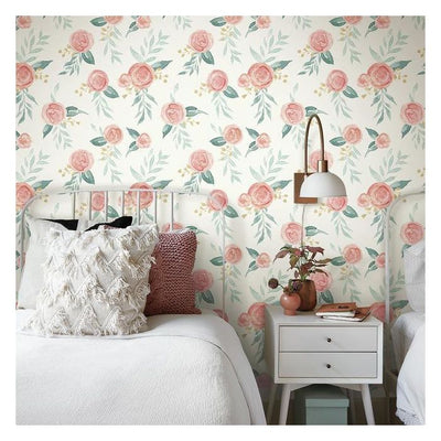 product image for Watercolor Roses Peel & Stick Wallpaper in Red Coral by Joanna Gaines for York Wallcoverings 93
