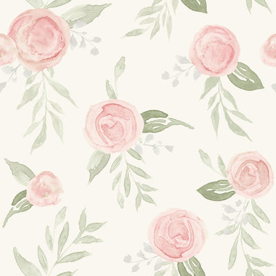 product image of Watercolor Roses Wallpaper in Coral from the Magnolia Home Vol. 3 Collection by Joanna Gaines 556