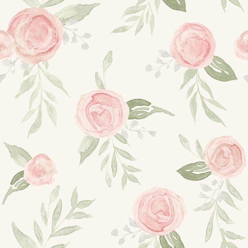 media image for Watercolor Roses Wallpaper in Coral from the Magnolia Home Vol. 3 Collection by Joanna Gaines 215