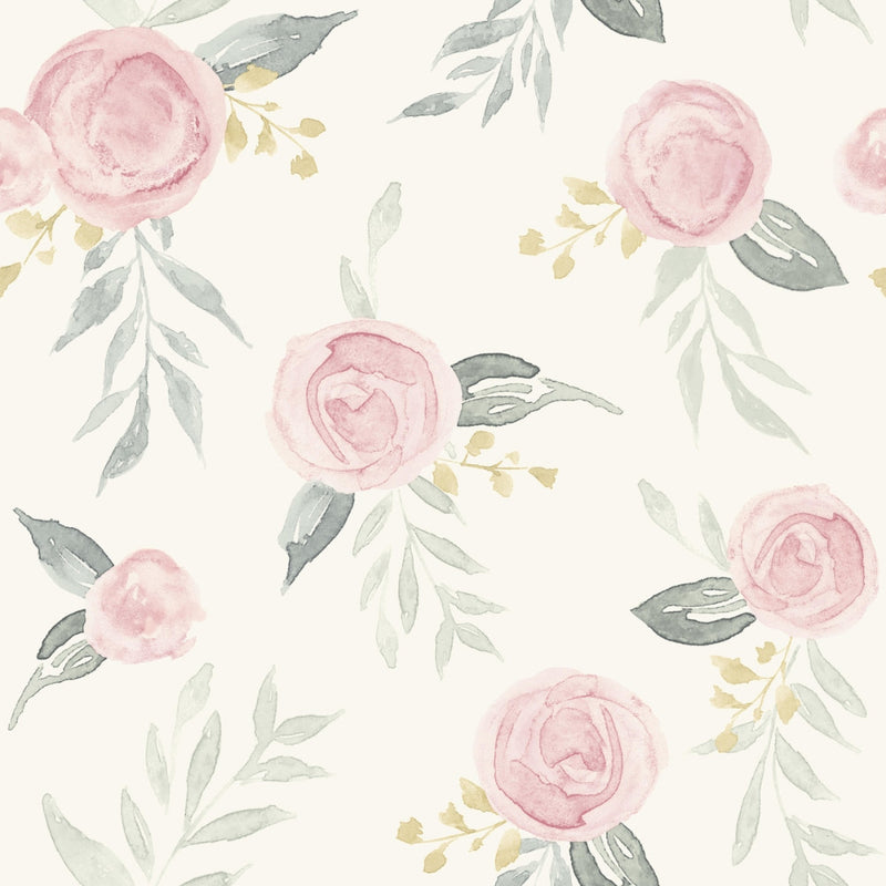 media image for Watercolor Roses Wallpaper in Pink from the Magnolia Home Vol. 3 Collection by Joanna Gaines 237