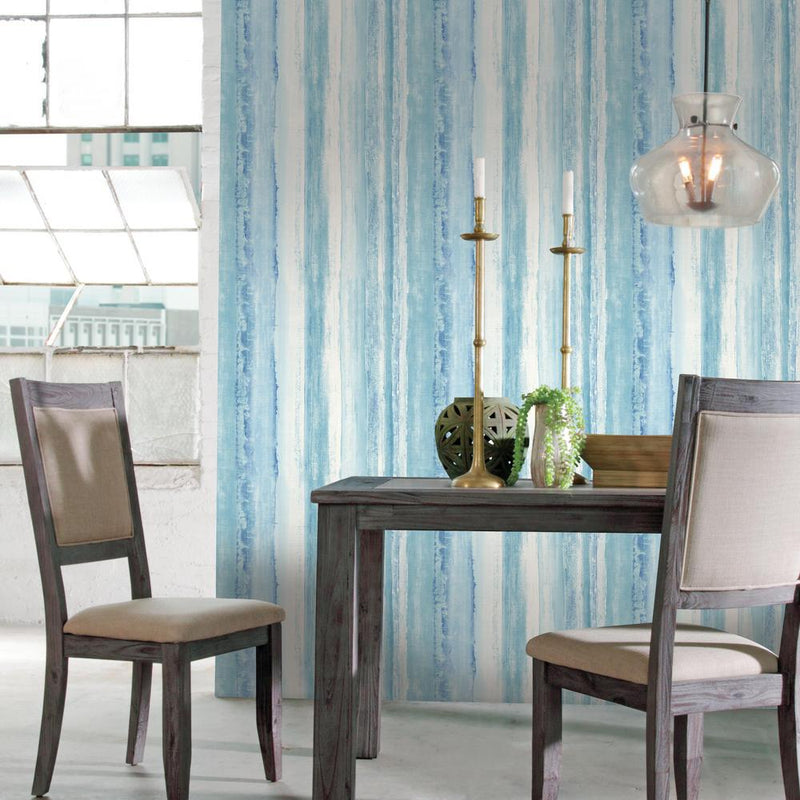 media image for Watercolor Stripe Peel & Stick Wallpaper in Blue by RoomMates for York Wallcoverings 277