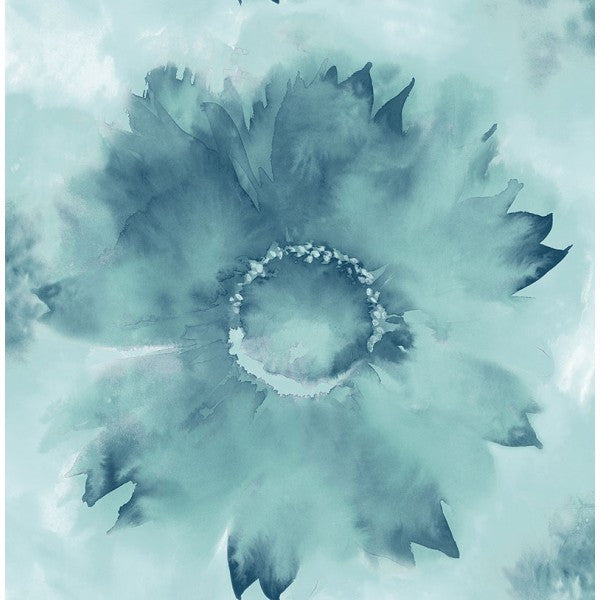 media image for Watercolor Sunflower Wallpaper in Blues from the L& 280