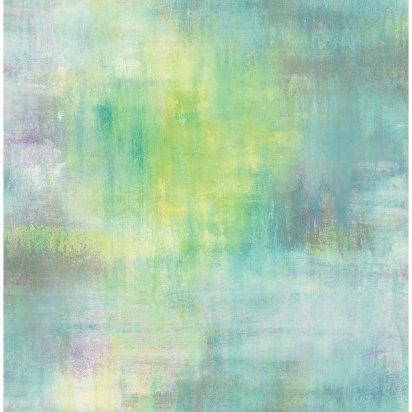 media image for Watercolor Tonal Wallpaper in Aqua, Greens, and Purples from the L& 262