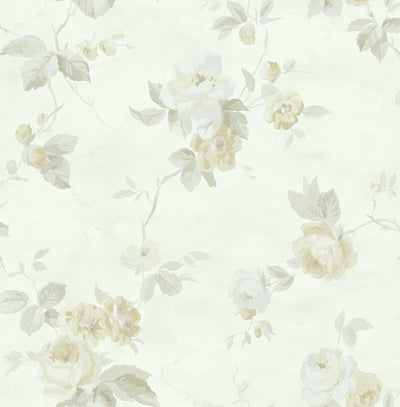 product image for Watercolor Trail Wallpaper in Cream and Green from the Watercolor Florals Collection by Mayflower Wallpaper 9