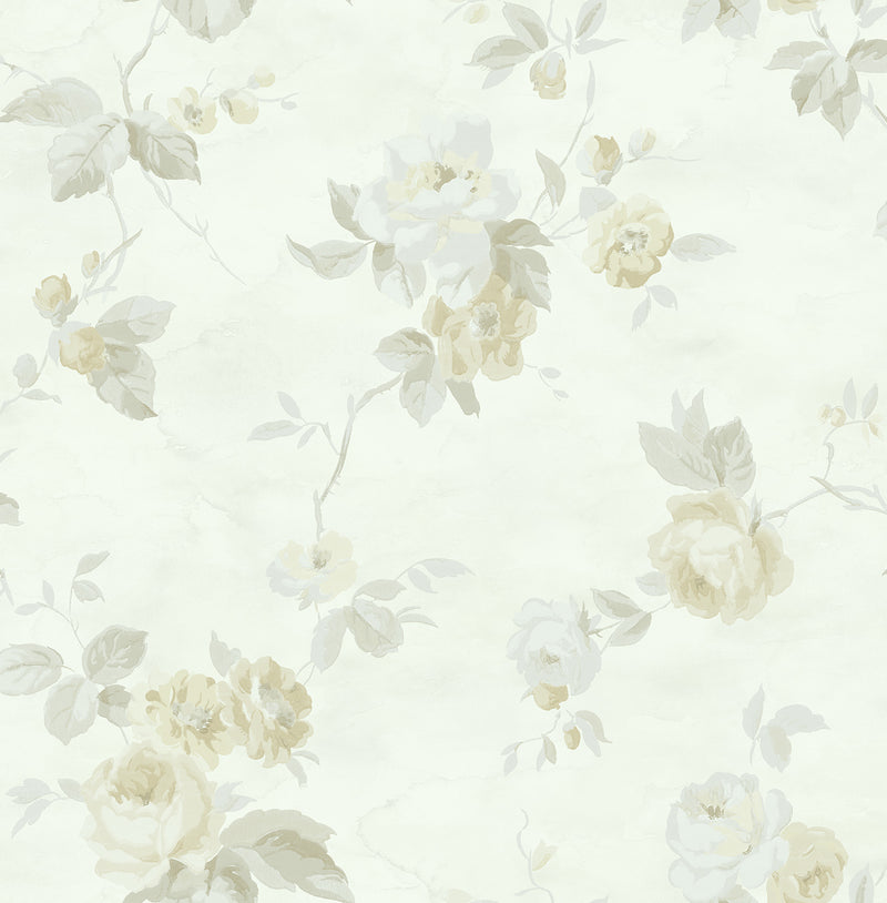 media image for sample watercolor trail wallpaper in cream and green from the watercolor florals collection by mayflower wallpaper 1 235