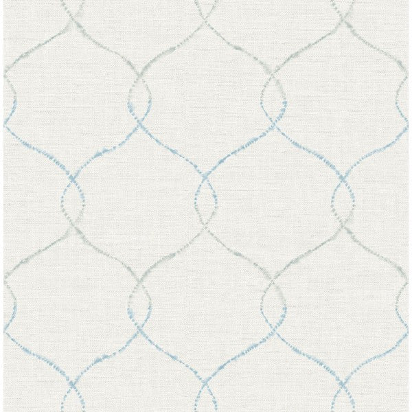 media image for Watercolor Trellis Wallpaper in Blue-Grey and Ivory from the L& 225