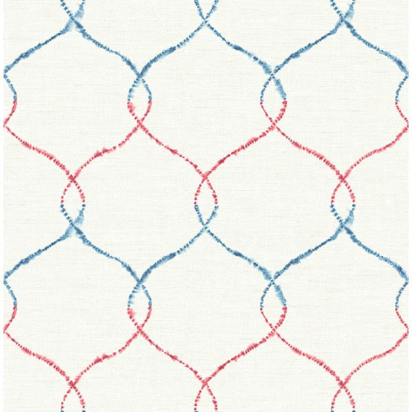 media image for sample watercolor trellis wallpaper in red blue and ivory from the latelier de paris collection by seabrook 1 283