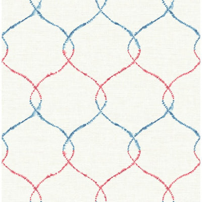 product image for Watercolor Trellis Wallpaper in Red-Blue and Ivory from the L'Atelier de Paris collection by Seabrook 30